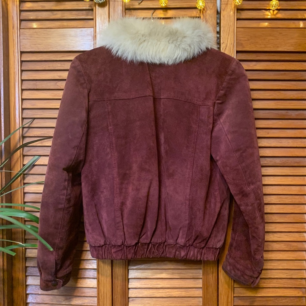*sale!* VINTAGE Fur collar Suede bomber jacket - Picture 5 of 7